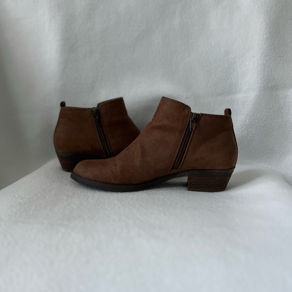 Carlos by Carlos Santana Size 8 1/2 Brown Fabric Double Zippered Ankle Booties - Picture 5 of 14